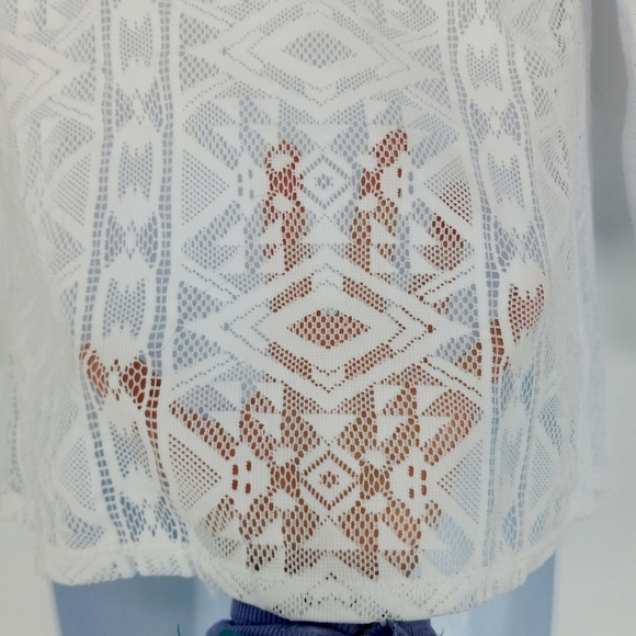 Iz Byer Size Medium 10-12 White Lace Attached Tank Dressy Open Front  Cardigan - Picture 7 of 7